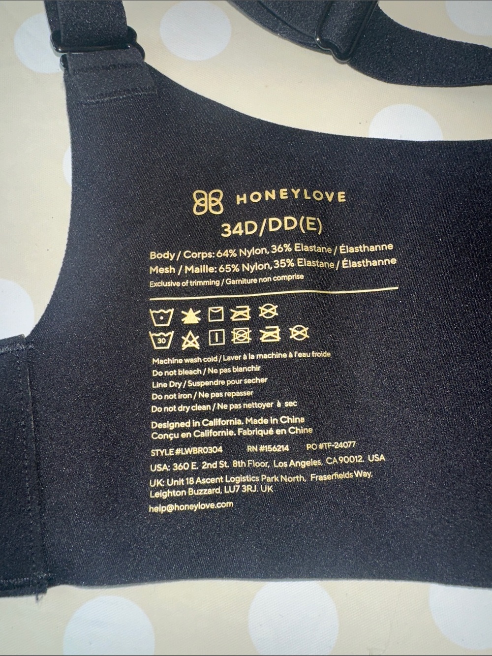 Honeylove Black Seamless Wireless Bra with Sheer V-Trim - Picture 6 of 9